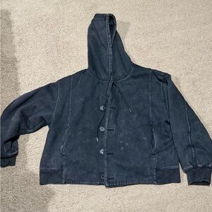 Stoosh Washed Black Hooded Jacket
